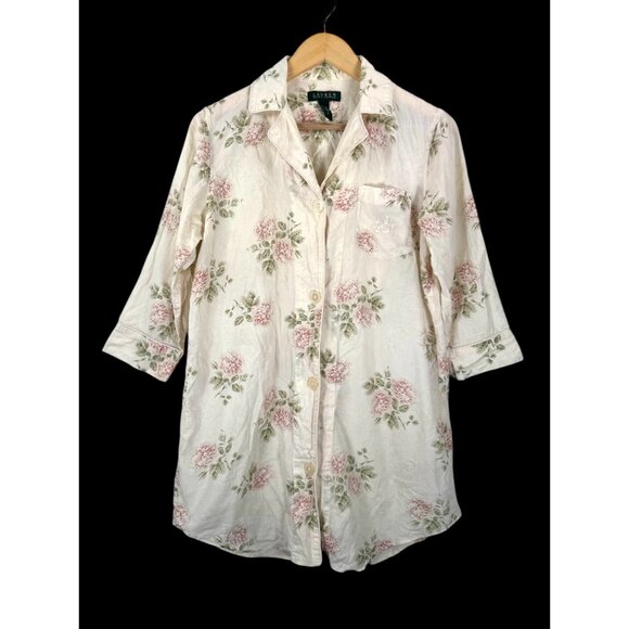 Lauren Ralph Lauren womens floral cottage core pajama top cream sz S - Picture 1 of 5